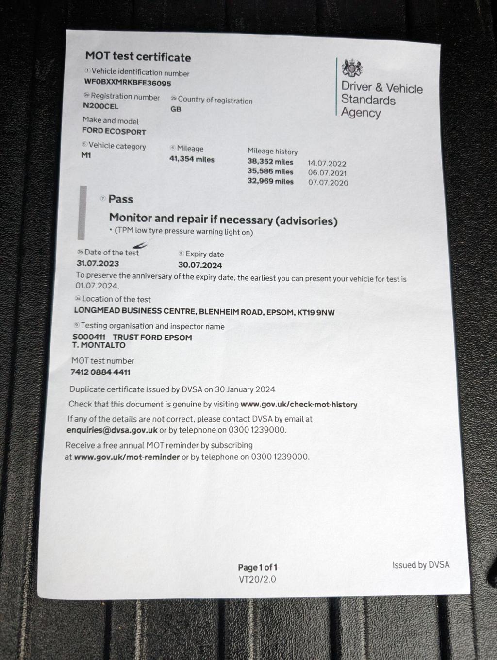 FORD ECOSPORT 1.0T EcoBoost Titanium 2WD Euro 5 (s/s) 5dr 2015