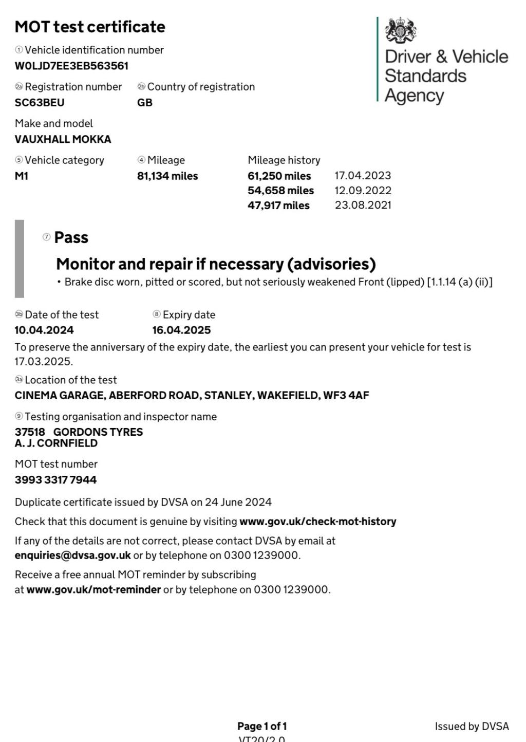 VAUXHALL MOKKA 1.6 SE 2WD Euro 5 (s/s) 5dr 2013