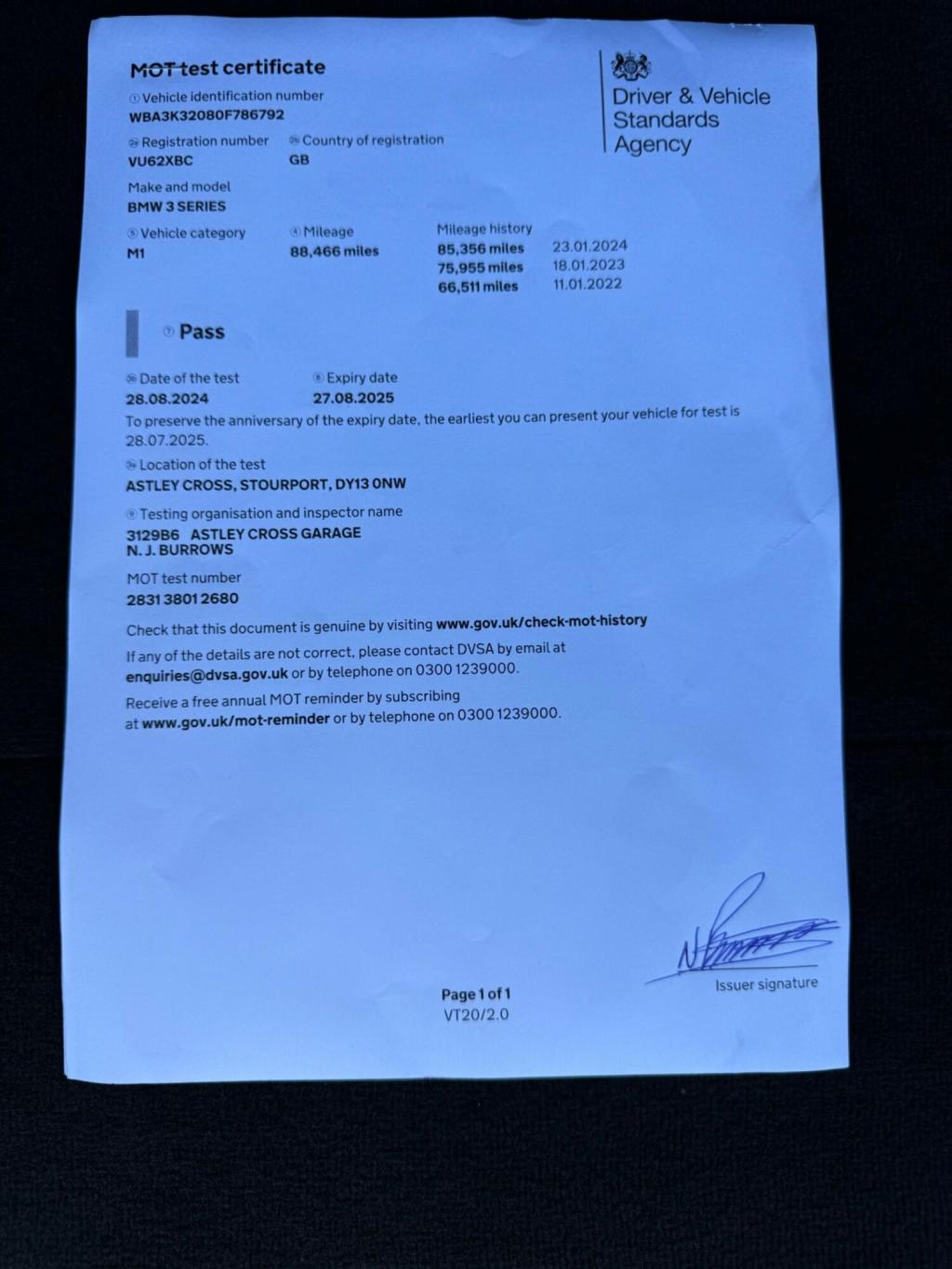 BMW 3 SERIES 2.0 320d M Sport Touring Auto Euro 5 (s/s) 5dr 2012