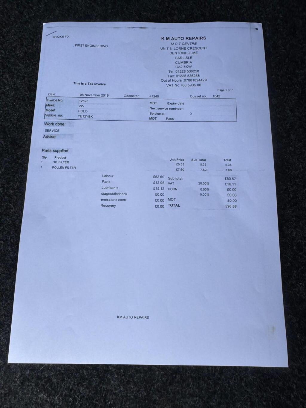 VOLKSWAGEN POLO 1.2 Match Euro 5 5dr 2012