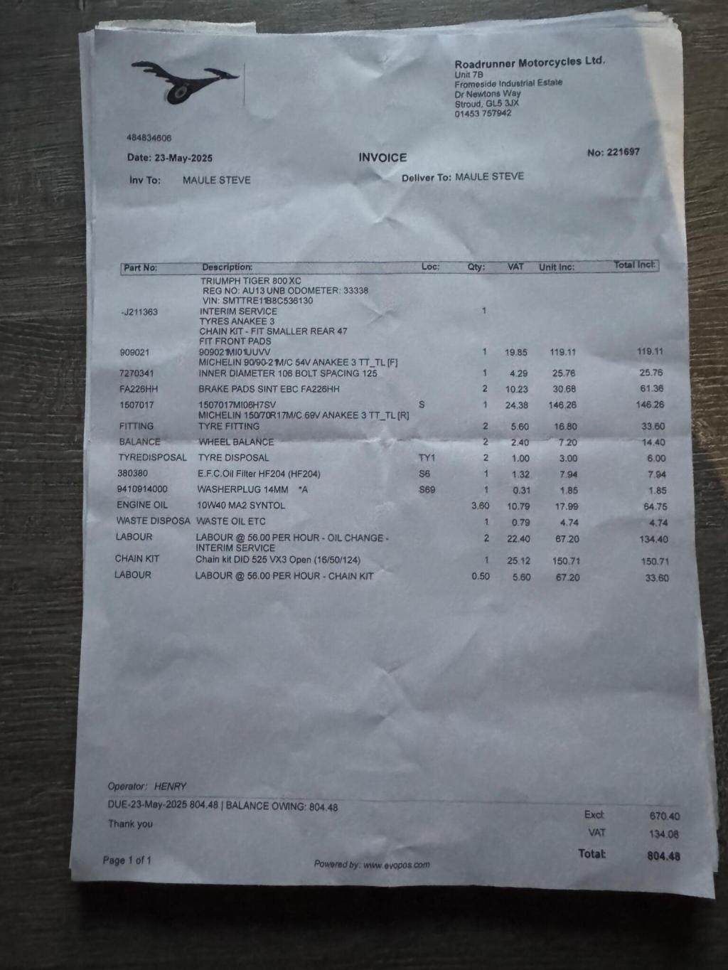 TRIUMPH TIGER 800 800 XC 2013